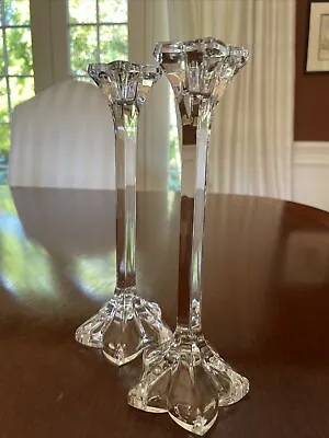 Mikasa Crystal Petals Star Flower 9  Candle Candlestick Holders - Qty 2 • $19.95