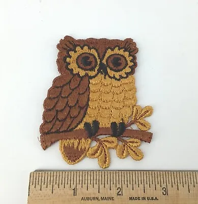 $5 • Buy Vintage Wide-Eye Owl Sew On Patch NOS  3 1/2”