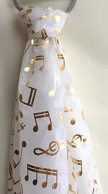 Beautiful Music Notes Scarf With Gold Coloured Foil Print • £4.50