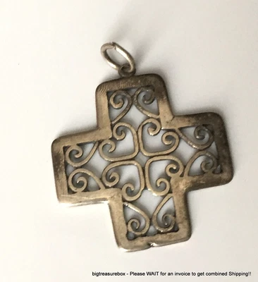$4.25 • Buy Vintage Necklace Pendant MARKED 925 STERLING SILVER Maltese Cross Jewelry Lot Y