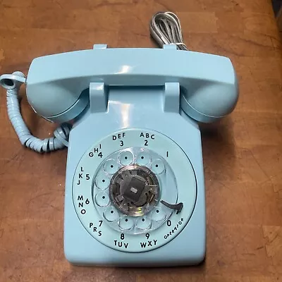 Vintage ITT Rotary Dial Desk Phone Turquoise Aqua Blue • $174.52