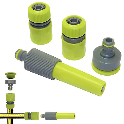 £4.95 • Buy Hose Pipe Connector 4pcs SET 1/2  Garden Attachment Watering Tap Adaptor Fitting