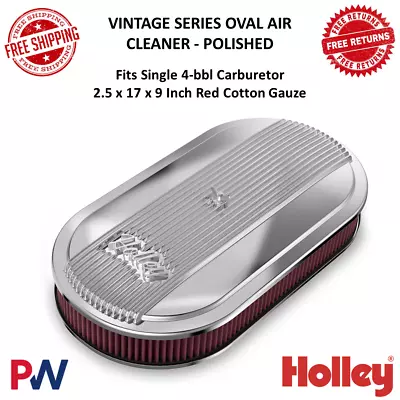 Holley Air Cleaner Vintage Oval Red Cotton Gauze Polished For Single 4-bbl Carb. • $189.77