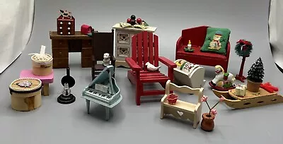 Dollhouse Lot Miniature Vintage Furniture & Accessories Piano Christmas Bench • $15