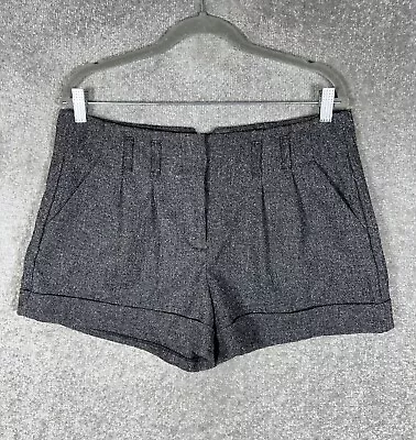 ELLE Cuffed Trouser Shorts Womens Size 12 Stretch Gray Pockets Pleated • $19.99