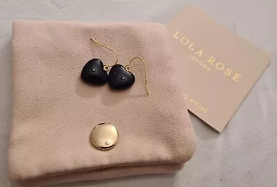 Brand New Lola Rose Black Sparkle Heart Earrings  • £29