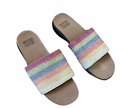 Mootsies Tootsies Womens Size 8W Sandals Colorful Slip-on Open-Toe Fabric Casual • $22