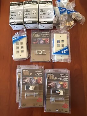 Leviton Lot - CAT 5 Jacks Wallplates RCA Speaker Jacks 6 Wire Jacks - ALL NEW • $17.50