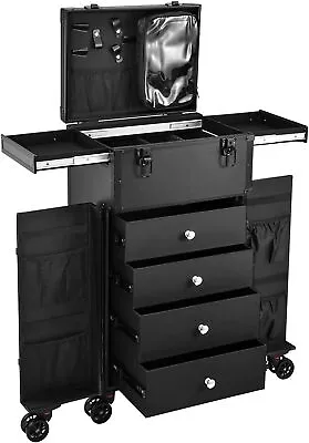 Professional Rolling Makeup Case 4 Drawers Pro Makeup Artist Cosmetic Train Case • $252.77
