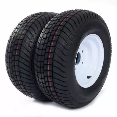 Set Of 2 Trailer Tires On Rim 205/65-10 Load Range E 5 Lug White Steel Wheel • $172.81