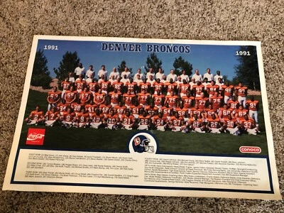 $10.36 • Buy 1991 Denver Broncos Team Photo Poster Promotional Coca Cola Conoco - Elway