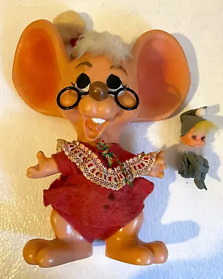 Troll Doll 11  Royalty Industries Christmas Mrs. Santa Claus Mouse Bank 1970 • $5