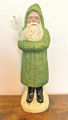 $53 • Buy Green Glitter Belsnickle Santa Figurine W/feather Tree 12  T, Ragon House NWT #2