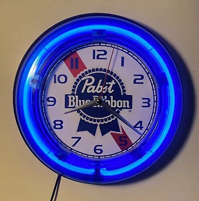 Pabst Beer Logo Neon Wall Clock • $79