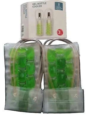 2 Ice Gel Wine Bottle Cooler Bag Chiller Cool Carrier Picnic Green Colour  • £10.39