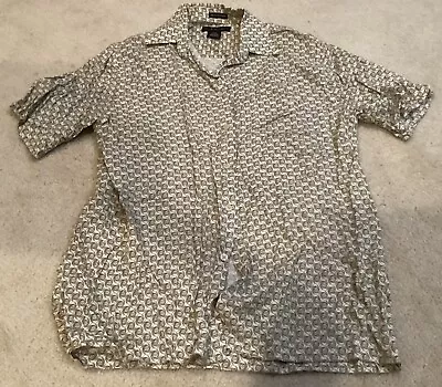 Men's J. FERRAR Short Sleeve Button-Up Shirt Size M Swirl Print 100% Rayon  • $25