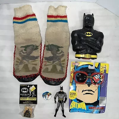 DC COMICS BATMAN CATWOMAN 6 COLLECTIBLE ITEMS 1970's - 90's SUNGLASSES PINS ETC • $10.73