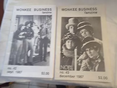 Lot Of 2 Monkey Business Fanzine Magazines The Monkees 1987 No. 42 And 43 • $4.74