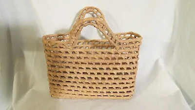 Vintage 90's Childs Tan Woven Raffia Purse • $4