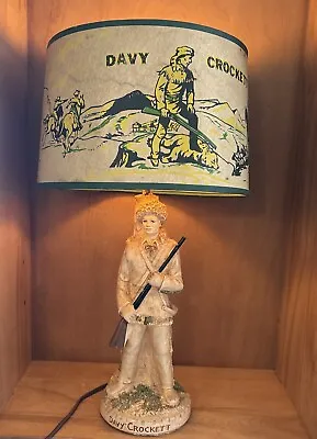Vintage Davy Crockett Chalkware Lamp By Premco Mfg.Chicago From 1956 And Wallet • $95