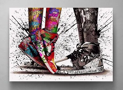 CANVAS PRINT  Love In Jordan Shoes  Wall Decor  Basketball Gifts Framed Artwork • $151.19