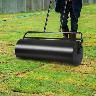 Durable 36 X 12 Inch Tow Lawn Roller Water Filled Metal Push Roller-Black • £216.42