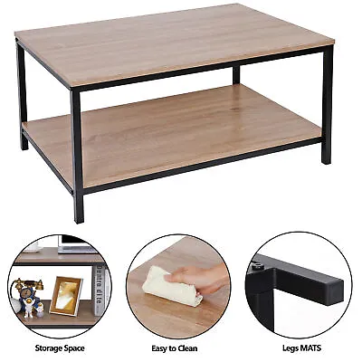 31.5  Modern Industrial Coffee Cocktail Table W/Storage Shelf Metal Frame 2 Tier • $44.58