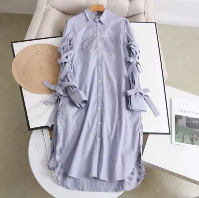 TIBI Strappy Wrap Button Up Shirt Dress Size 6 Poplin Long Sleeve Collared Tunic • $88