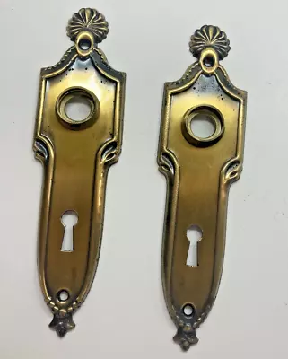 Vintage Ornate Metal Antique Brass Tone Door Knob Back Plate Lot Of 2 • $19.99