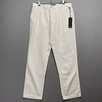 Marc Antony Pants Mens 34x30 White Linen Blend Slim Fit • $33.99