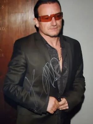 Bono Signed Autographed Photo  U2  (red Glasses) Singer  Activist 8x1o Coa  • $225
