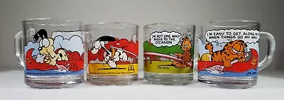 Garfield & Friends McDonalds Glass Mugs Jim Davis Set Of 4 Vintage Coffee READ • $19