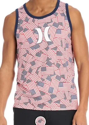 HURLEY AMERICAN FLAG Mens TANK TOP T-SHIRT SIZE L 4th Of July Pattern Patriot • $20