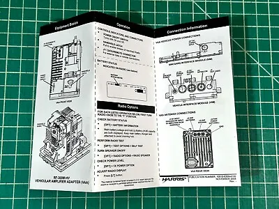 Harris RF-300M Vehicular Amplifier Quick Reference Card 10515-0359-4100 • $8