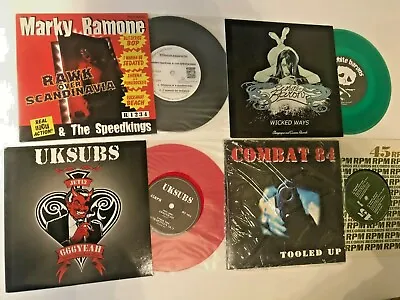 Punk Rock Metal LOT 7  Record 45rpm Ep Ramones Combat 84 UK Subs White Baron NM • $39.99