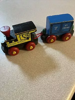 Vintage Wooden Train Set Montgomery Schoolhouse The Midget Railway 2 Pieces • $8