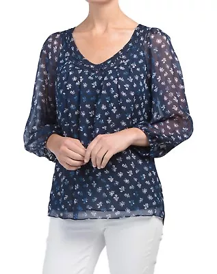 NWT Diane Von Furstenberg DVF Floral Silk Peasant Top Floral Size P $298 • £132.44