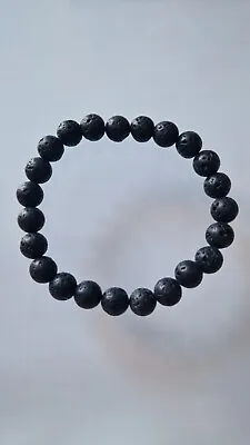  8mm Natural Stone Beads. Black Lava Stone. Handmade Bracelets. UK Seller  • £4