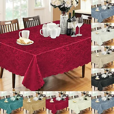 Luxury Jacquard Damask High Quality Table Cloth Table Napkin Round Rectangle • £6.99