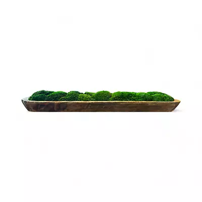 Wood Moss Bowl 30  - Long Wood Dough Bowl With Preserved Moss • $149.95