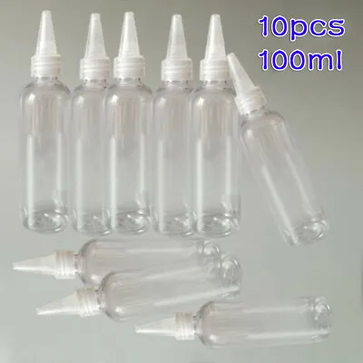 £10.06 • Buy 10pcs 100ml Clear PET Plastic Bottles Empty Top Nozzle Dropper Spouts