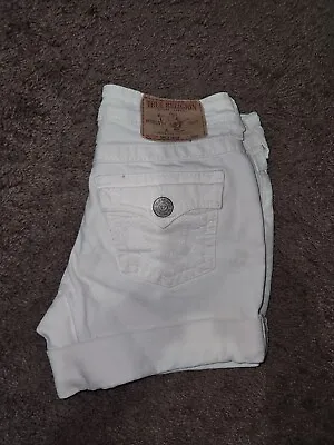 True Religion Girls Jayde Cream Cuffed Denim Shorts Sz 7 • $13.80