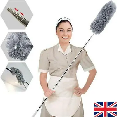 £5.29 • Buy Extendable Cobweb Brush Angled Head Feather Duster Long Reach Telescopic Handle