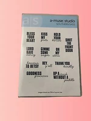 A Muse Studio Red Rubber Cling Stamp Set Southern Sass 1992 Sentiments Funny • $5.59