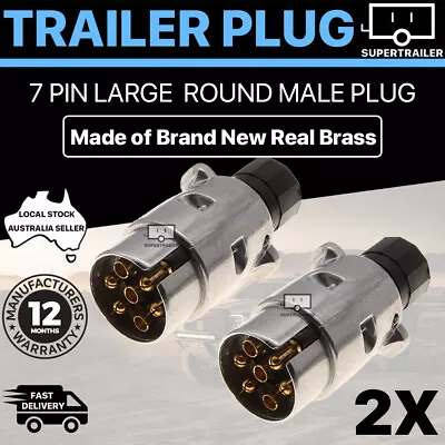 2X Aluminium Trailer Plug 7 Pin Round Metal MALE ADAPTER CONNECTOR TRUCK CARAVAN • $18.95