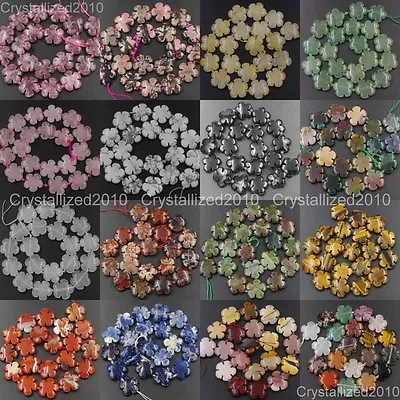 Natural Gemstone Flower Shape Spacer Loose Beads Fluorite Quartz 14mm 20mm 16  • $9.38