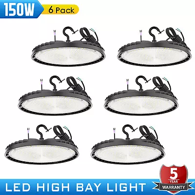 6Pack 150W UFO Led High Bay Light Dimmable Factory Warehouse Commercial Fixture • $291.83