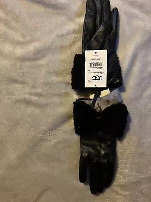 Womens Ugg Black Leather Gloves NWT Size Small • $49.99