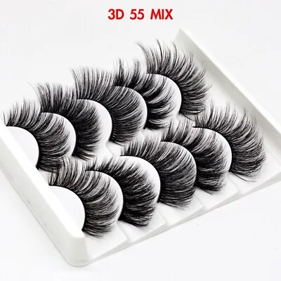 5Pair 3D Mink False Eyelashes Wispy Cross Long Thick Soft Fake Eyelashes FREE UK • £2.99