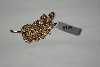 NWT Vintage 1928 Jewelry Co Pin Brooch Leaf Shape Gold Tone • $8.99